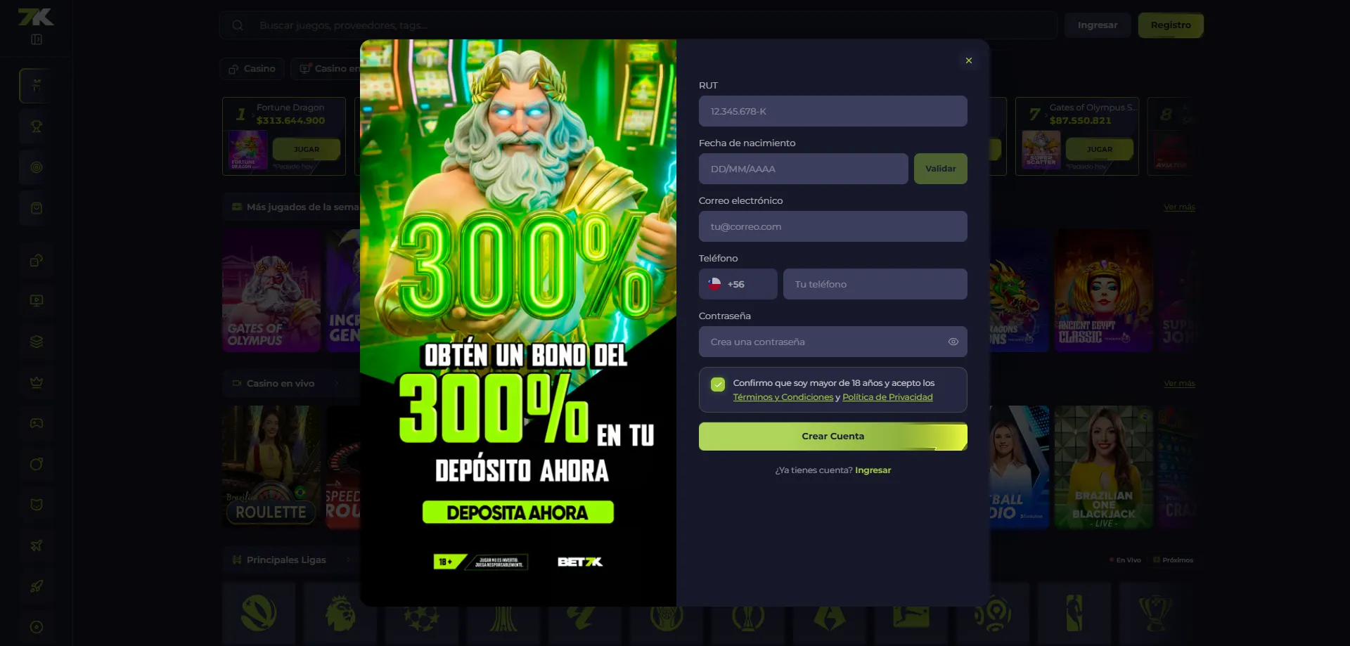 Registro en Bet7k Casino — crea tu cuenta en minutos